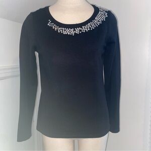 Cyrus Black Rhinestone neckline Top large